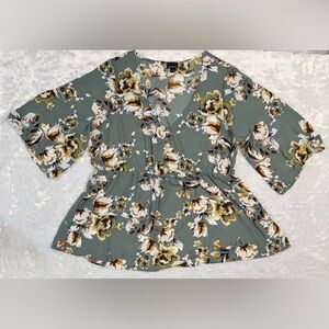 torrid Olive Green Floral Wrap Peplum Top